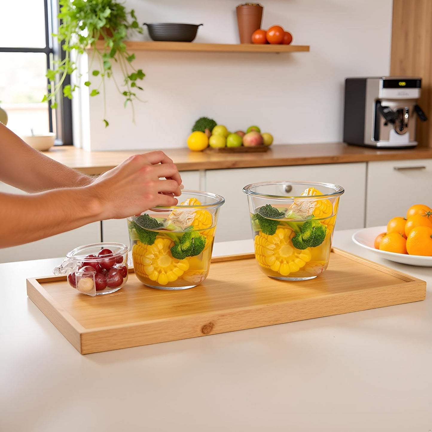 H.JSS WDJS 3Cup Round Glass Food Storage Containers with Airtight lids, 23oz Glass Meal Prep Containers, Heat-Resistant BPA-Free for Soup Leftover, Microwave, Dishwasher and Fridge Safe (white-4Pack)