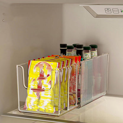 TARSHYRY Clear Plastic Food Storage Organizer Bins with 3 Removable Dividers for Pantry Kitchen Fridge Cabinet Organization and Storage Packet Tea Bag Coffee Sweetener Holder (Regular Version)
