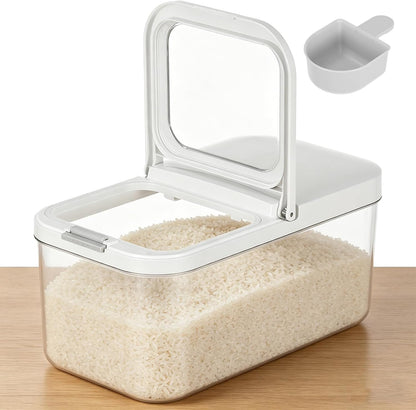 YEXEXINM 11 lbs Rice Dispenser with Measuring Spoon 6Qt/6L Tall and Narrow Food Storage Flour Bin Large Airtight Food Storage Rice Container for Kitchen Pantry Organization Slim Space-Saving