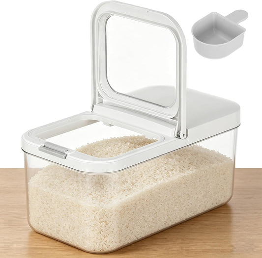 YEXEXINM 11 lbs Rice Dispenser with Measuring Spoon 6Qt/6L Tall and Narrow Food Storage Flour Bin Large Airtight Food Storage Rice Container for Kitchen Pantry Organization Slim Space-Saving