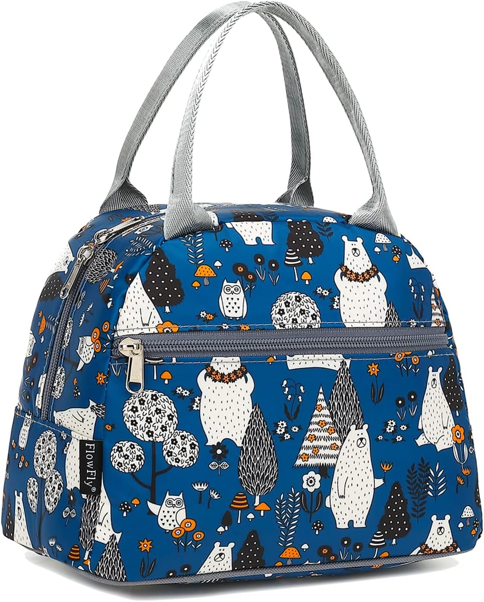 FlowFly Insulated Lunch Cooler Bag - Tote Bag Organizer for Women/Men, Black - Colors B