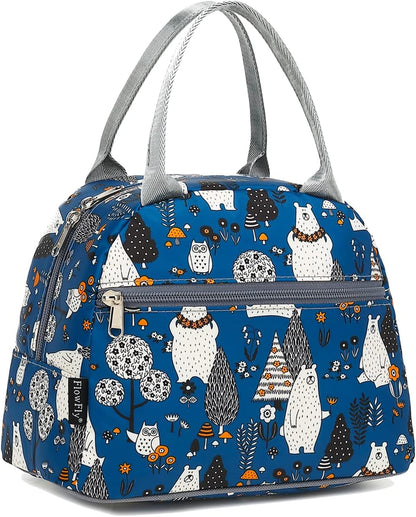 FlowFly Insulated Lunch Cooler Bag - Tote Bag Organizer for Women/Men, Black - Colors B