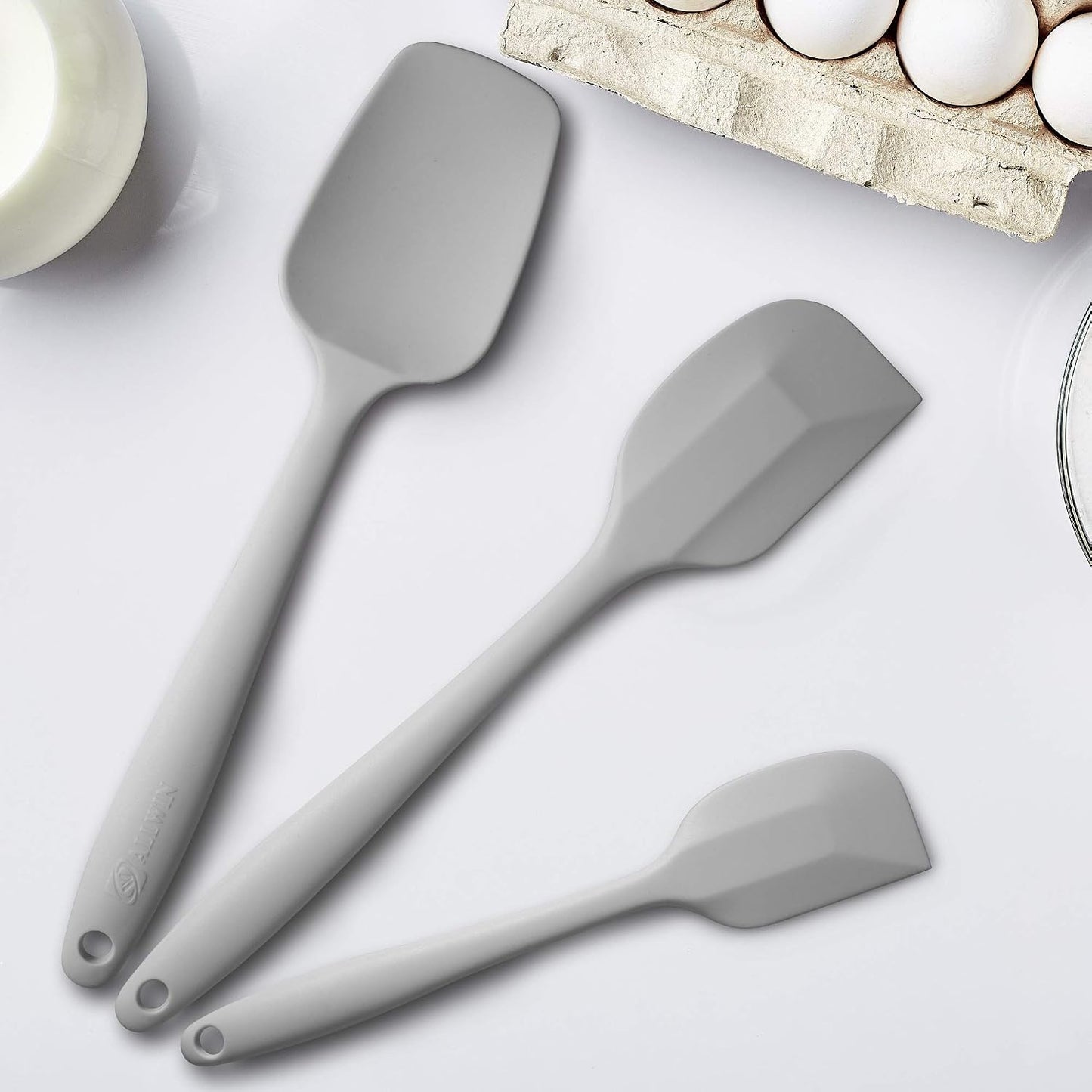 Silicone Spatula 3-piece Set, Ergonomic Handle High Heat-Resistant Spatulas, Non-stick Rubber Spatulas with Stainless Steel Core, Black