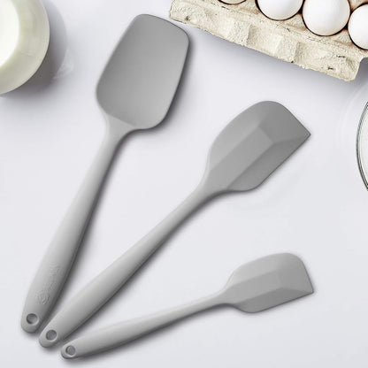 Silicone Spatula 3-piece Set, Ergonomic Handle High Heat-Resistant Spatulas, Non-stick Rubber Spatulas with Stainless Steel Core, Black