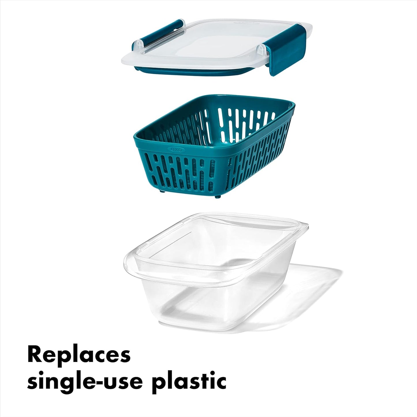 OXO Good Grips Prep & Go Snack & Dip Container, Snack Fuss-Free on the Move, Leakproof Reusable Small Meal Food Storage and Lid, Food Containers with Lids, Snack Organizer, 1.6 Cups/0.4 L