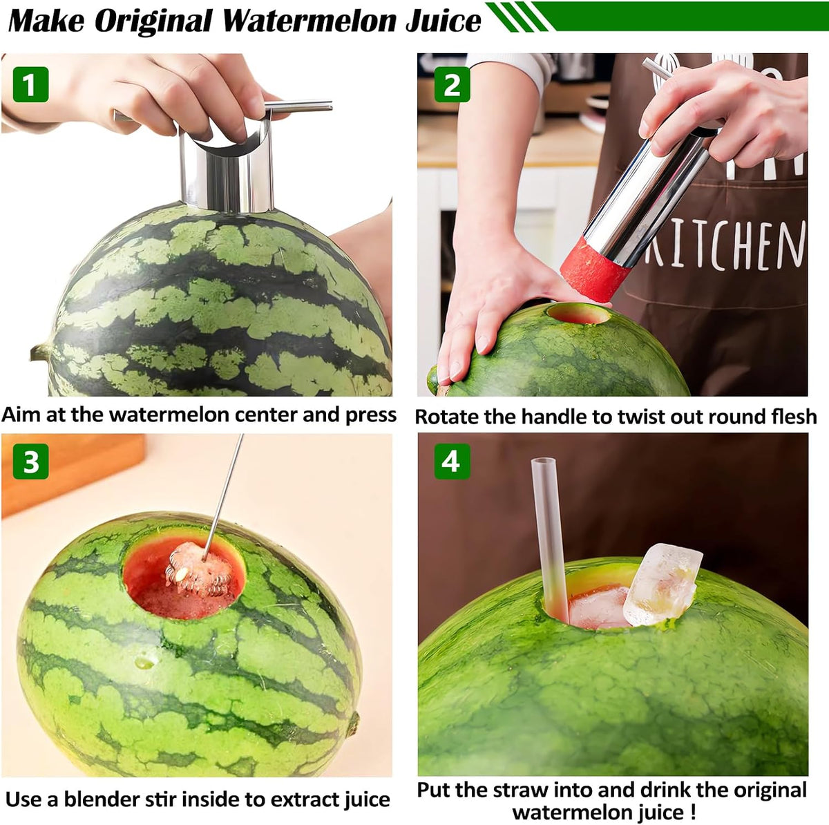 Stainless Steel Watermelon Puncher Cutter, Round Melon Opener Juicing Tool