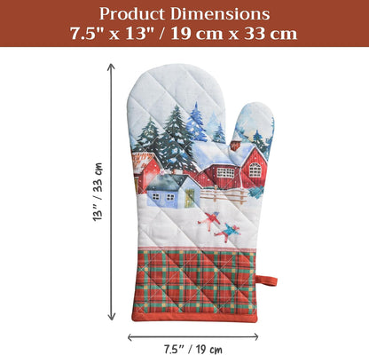 Maison d' Hermine 100% Cotton Oven Mitt & Pot Holder Set (7.5"x13" & 8"x8") - Colors C