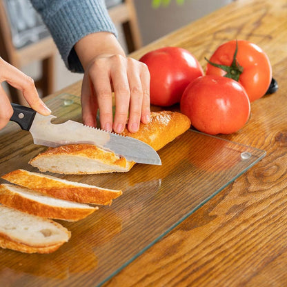 Murrey Home Glass Cutting Board Set for Kitchen Counter, Tempered Glass Chopping Boards Dishwasher Safe, Small Clear Countertop Tray, 16"x12"x2PC