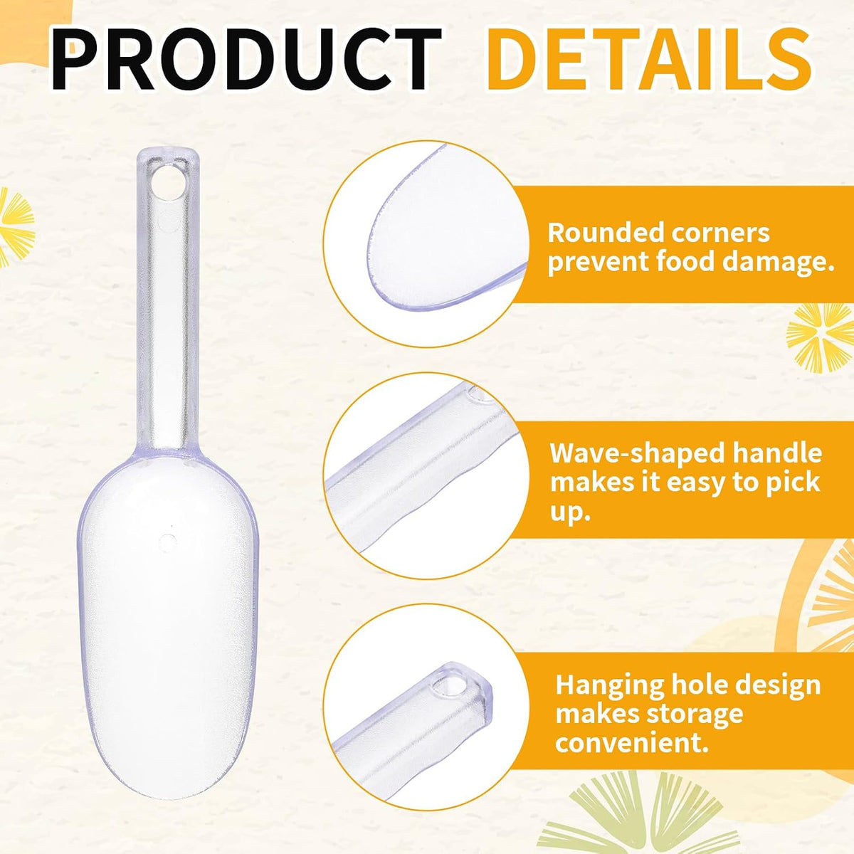 12 oz Plastic Ice Scoop for Freezer, Ice Scoop with Ergonomic Handle
