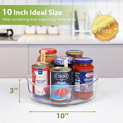 GUZON 4 Pack Lazy Susan Organizer for Cabinet, Upgraded 11.5" Clear Turntable Organizer with Handles and Raised Edge, Lazy Susan for Table Top, Pantry Organizers and Storage for Kitchen, Refrigerator