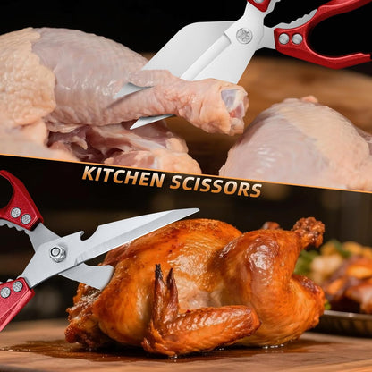 Kitchen Scissors All Purpose - Heavy Duty Poultry Shears, Ultra Sharp Japanese Steel Cooking Scissors for Food, Dishwasher Safe