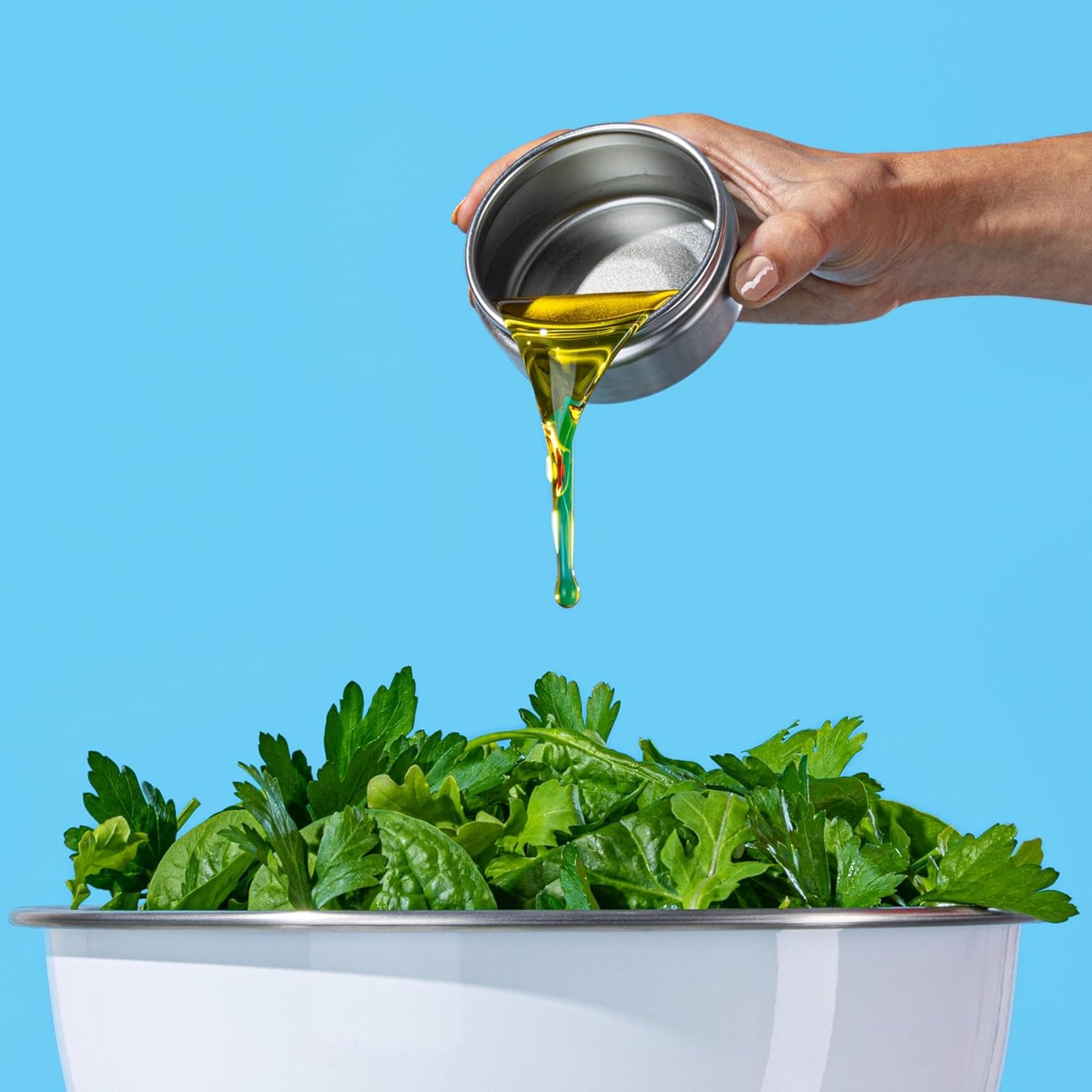 S'well Stainless Steel Salad Bowl Kit 64oz, Peacock Blue, Comes with 2oz Mini Canister and Removable Tray for Organization, Leakproof, Easy to Clean, Dishwasher Safe