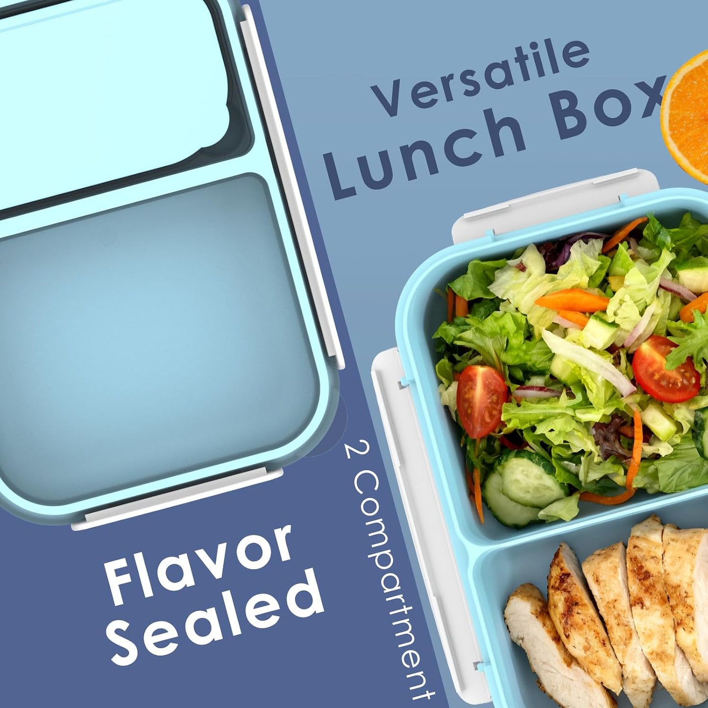 WHALEHOUSE Bento Lunch Box, 1300ML 4 Compartments Meal Prep Container with Utensil, Airtight Food Storage Container with Snap Locking Lids, Microwave/Dishwasher/Freezer Safe, On the Go