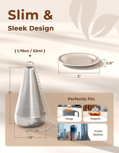 304 Stainless Steel Cone Tea Infuser for Loose Leaf Tea Steeper