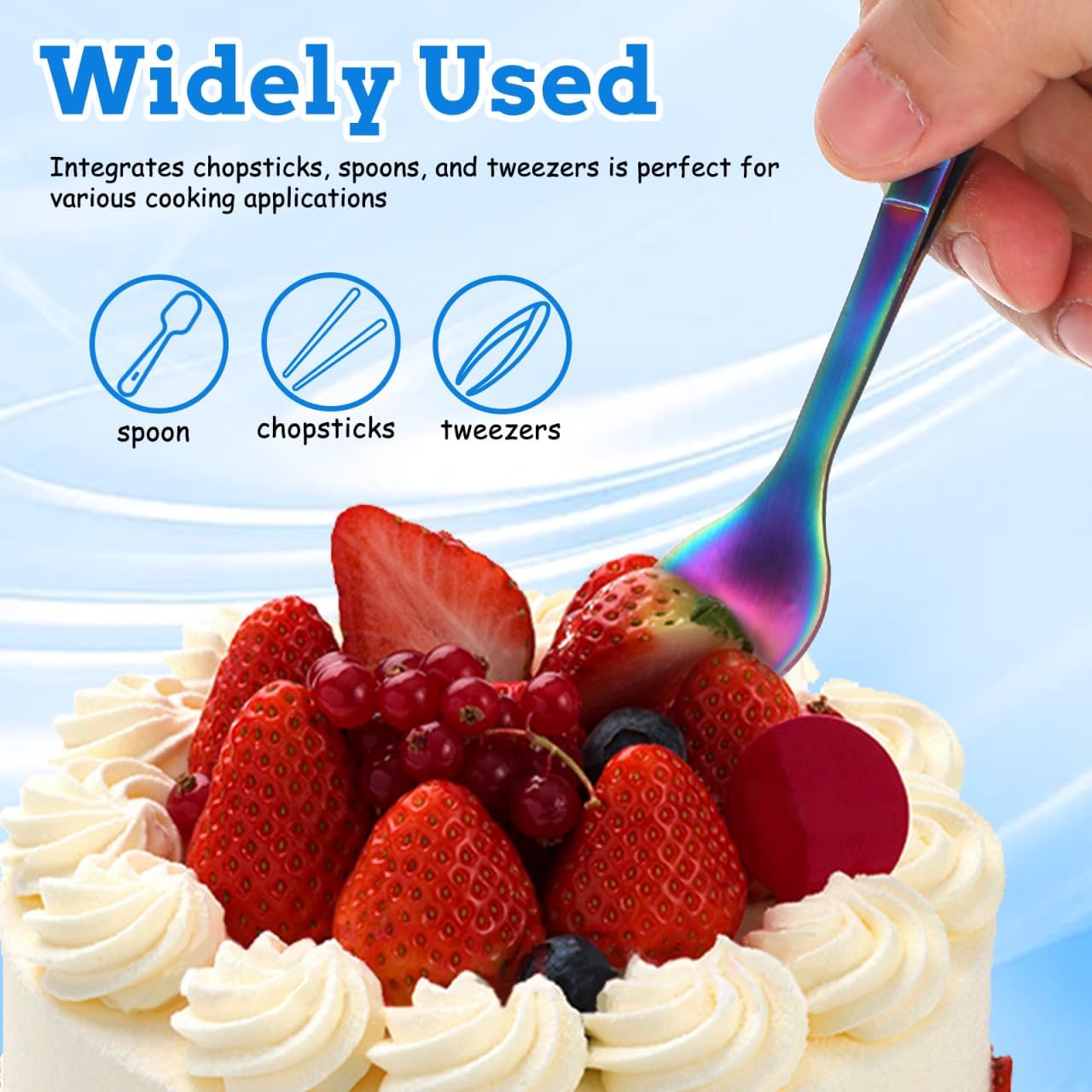 Tasting Spoon with Tweezer, 2 in 1 Stainless Steel Chef Spoon Serving Tongs, Professional Chef Tool for Cooking Plating Buffet Banquet Barbecue Grilling Appetizer, Multi