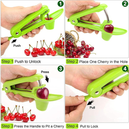 Cherry Pitter Tool,Cherry Pitter Cherry Stone Remover Tool for Making Cherry Jam Cherries Corer Pitter Tool，Cherry Pitter Olive Pitter with Space-Saving Lock Design, Black