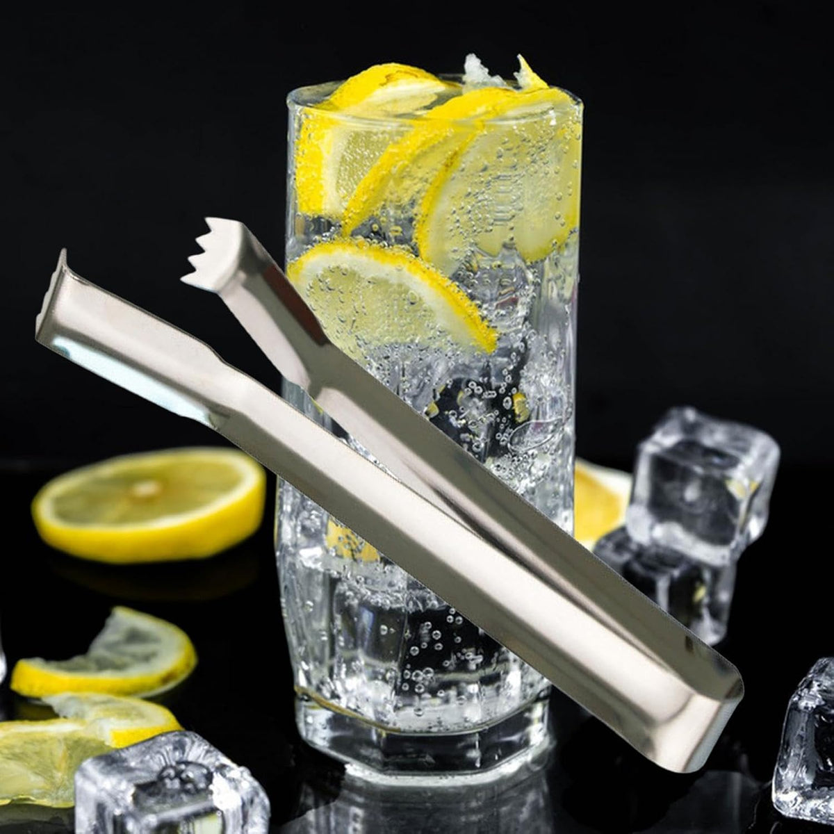 Stainless Steel Ice Tongs with Sawteeth Portable Barbecue Tongs Metal Tongs