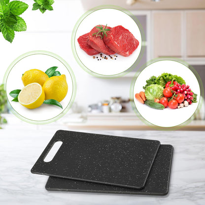 Lounsweer 2 Pcs Small Cutting Board for Kitchen Mini Plastic Cutting Board Set Bar Dishwasher Safe Granite Color Food for Camping Food Fruits Prep Vegetables Easy Grip(6" x 10",White)