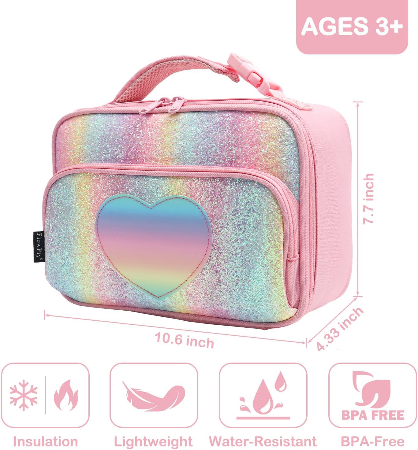 FlowFly Kids Lunch box Insulated Soft Bag Mini Cooler Back to School Thermal Meal Tote Kit for Girls, Boys, Astronaut - Colors A