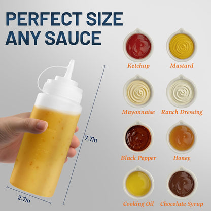 8oz Squeeze Bottles, Sauce Bottles, Squirt Bottle, Salad Dressing Bottle