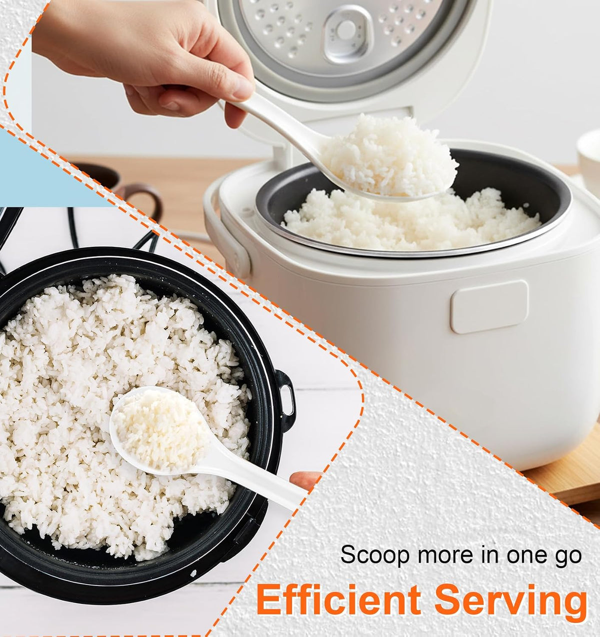 Plastic Rice Paddle, 2PCS Rice Spatula White Plastic