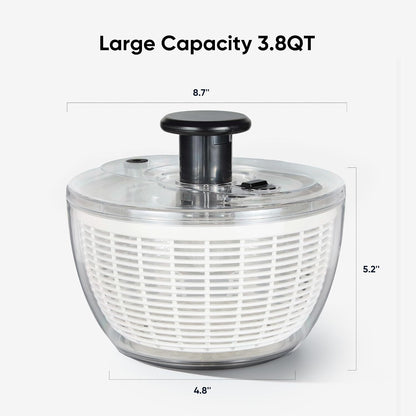 CAROTE 6.4 Qt Stainless Steel Salad Spinner, Large Lettuce Spinner Vegetable Fruit Washer, Vegetable Cleaner Salad Cleaner Lettuce Washer, Non-Slip Base, Multifunctional for Salad, Fruits