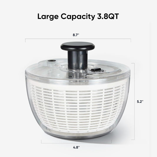 CAROTE 6.4 Qt Stainless Steel Salad Spinner, Large Lettuce Spinner Vegetable Fruit Washer, Vegetable Cleaner Salad Cleaner Lettuce Washer, Non-Slip Base, Multifunctional for Salad, Fruits