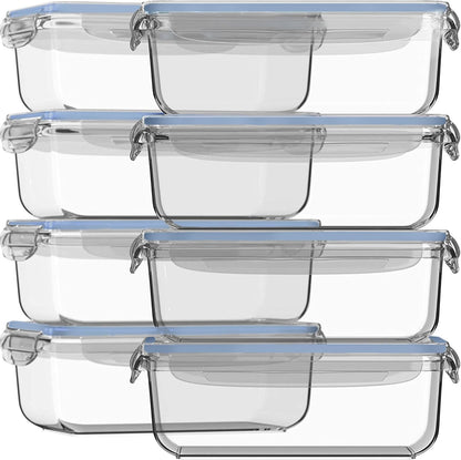 Razab 16 Pc (Set of 8) 30 Oz Glass Meal Prep Containers with Lids, Airtight Large Glass Food Storage Containers, Reusable Leak Proof BPA Free, Freezer to Oven and Dishwasher Safe