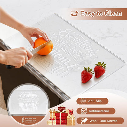 Acrylic Cutting Board with Counter Lip, Clear Cutting Boards for Countertop Protector, Cutting Board for Kitchen Counter, Non-Slip Dough Mat, Kitchen Decor Gadgets House Warming Gifts(24"x18")