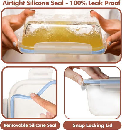 Razab 16 Pc (Set of 8) 30 Oz Glass Meal Prep Containers with Lids, Airtight Large Glass Food Storage Containers, Reusable Leak Proof BPA Free, Freezer to Oven and Dishwasher Safe