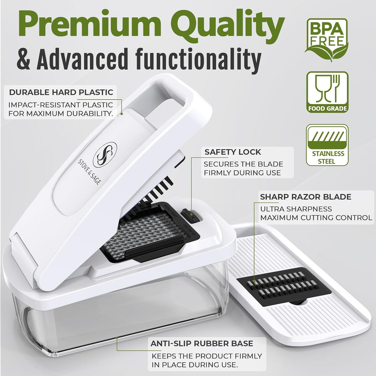 Multifunctional Vegetable Chopper & Mandoline Slicer, Veggie Chopper