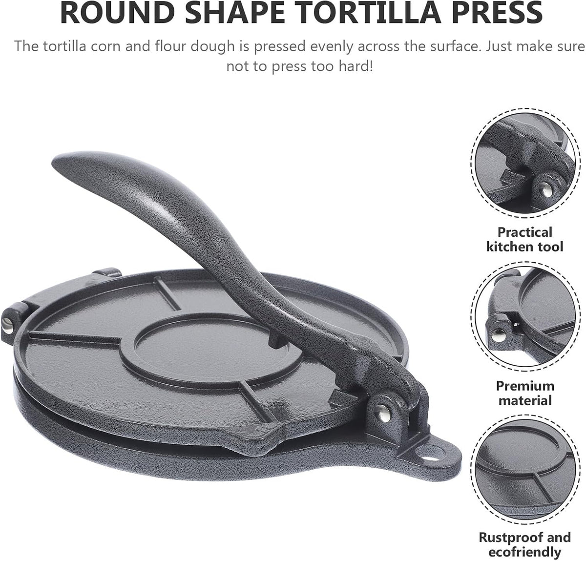 YARNOW Tortilla Press 6.49 inch Aluminum Alloy Dough Press Machine for Flour Tortillas Empanadas Pie Shells Dumplings and Flatbreads Kitchen Tool for Home Cooking