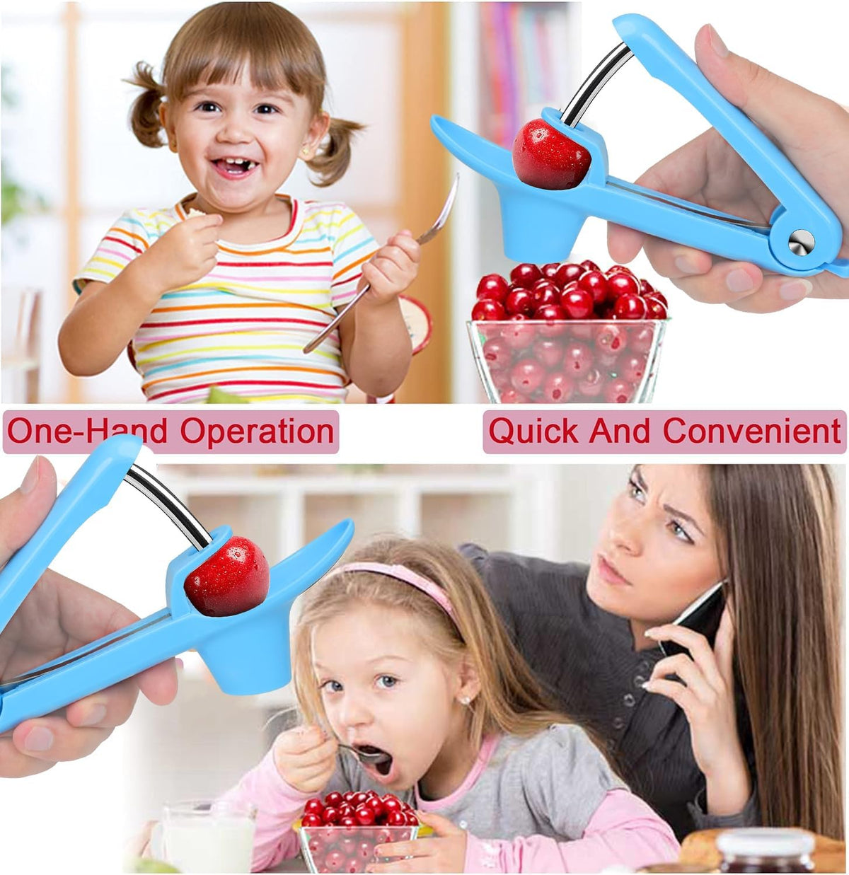 Cherry Pitter Tool,Cherry Pitter Cherry Stone Remover Tool for Making Cherry Jam Cherries Corer Pitter Tool，Cherry Pitter Olive Pitter with Space-Saving Lock Design, Black