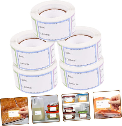5rolls Safe Date Labels for Kitchen Pantry Writing Stickers Food Storage Labels Reusable Multipurpose Bottle Stickers
