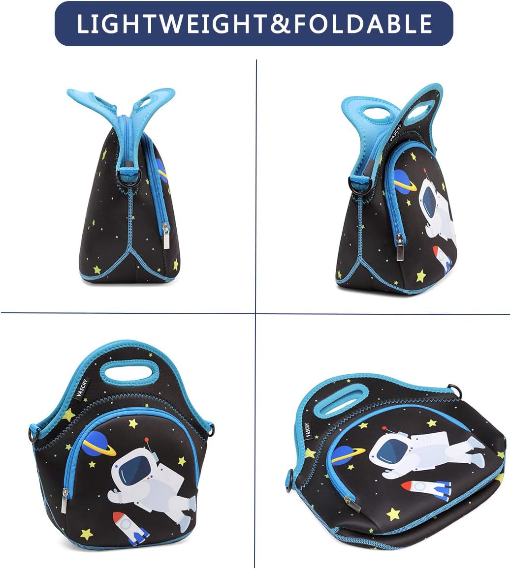 VASCHY Lunch Bag for Kids, Insulated Neoprene Lightweight Lunch Box Bag for Children Boys and Girls School Daycare Kindergarten Dinosaur