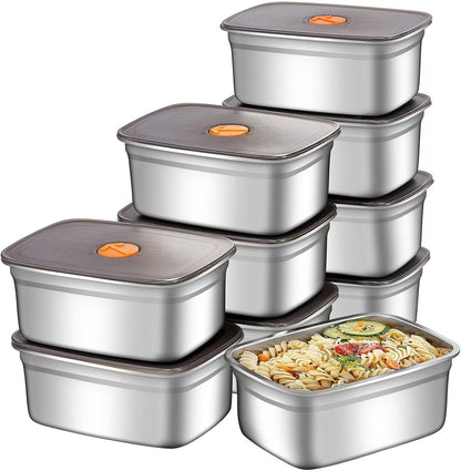 GIUOIDUO stainless steelFood Storage Containers setsstorage box with lidfreezer FrozenKitchen tray with lidOven plateSide dish plate Freezer & Dishwasher Safe
