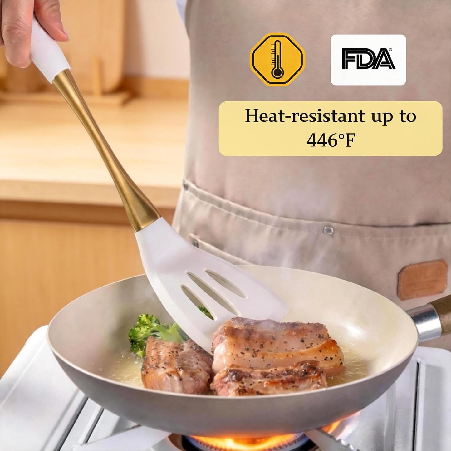 White Silicone Cooking Utensils Set-Non-Toxic, Heat Resistant, BPA Free Kitchen Utensils Set with Spatula, Spoon, Whisk & Tongs-Non-Stick& Dishwasher Safe for Nonstick Cookware