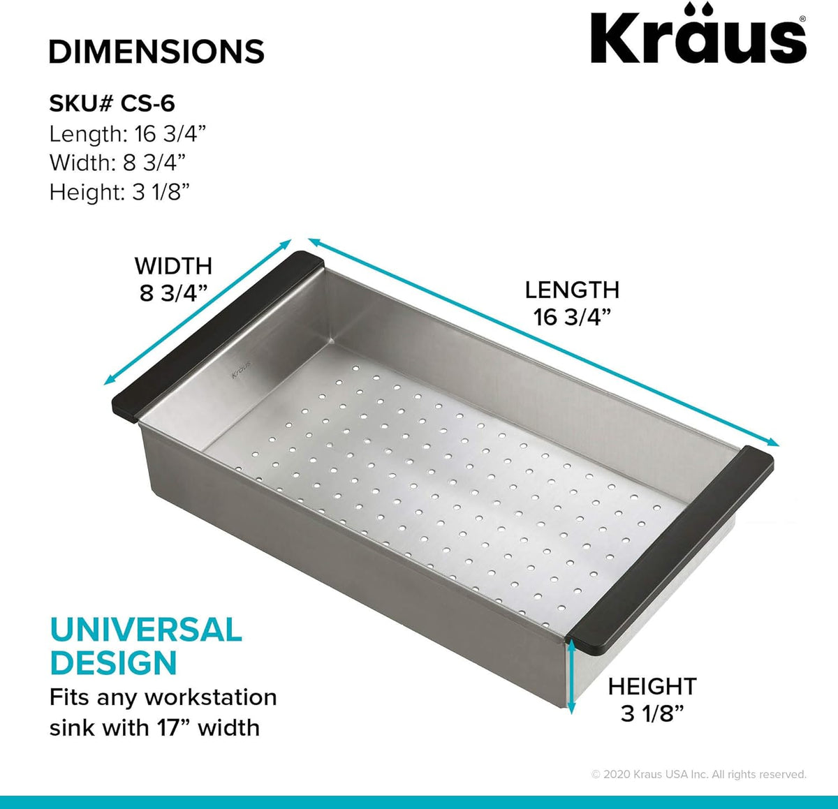 Kraus Stainless Steel 16.75 in Workstation Kitchen Sink Colander CS-6