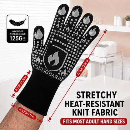 BBQ & Grill Gloves, Oven Gloves Heat Resistant, 1 Pair, Red (L)