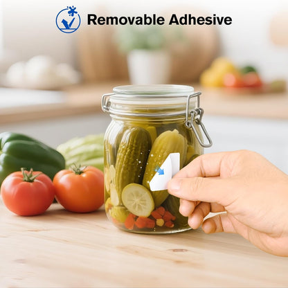 400pcs Removable Freezer Labels, 1.2 x 0.6 Inch (30×15mm) Blank Food Storage Stickers, Water Oil and Tear Resistant, No Residue Lables for Jars Bottle, Kitchen, Meal Prep