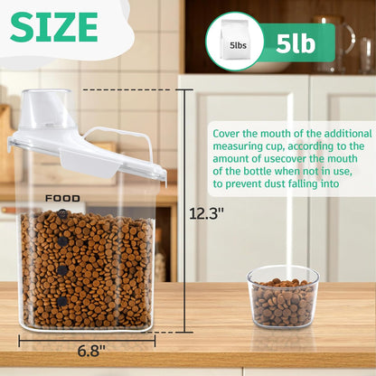 Dog Food Storage Container, Pet Food Storage Containers with Airtight Pour Spout, Cat Food Container with Measuring Cups, Portable Travel Pet Food Container for Dogs, Cats, Birds（Green）