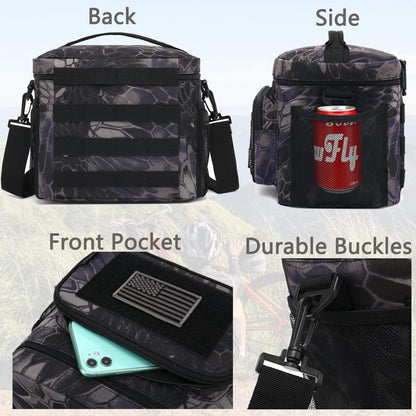 FlowFly Lunch Bag, Insulated Cooler, Thermal Lunch Box Tote with MOLLE/PALS Webbing, Adjustable Padded Shoulder Strap, for Tactical Men Women Adults and Boys Girls Kids (Cyan, Medium)