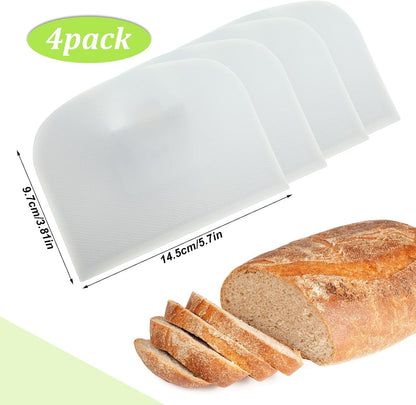 Queekay 4 Pcs Plastic Dough Scraper, Flexible Bowl Bench Scraper