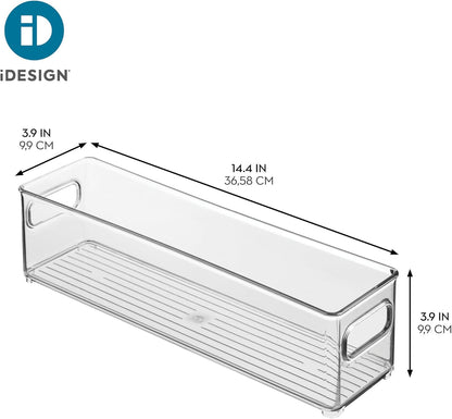 iDesign Stackable Fridge Bin with Handles - Ideal for Freezer or Pantry, Set of 2, Clear, Made in USA