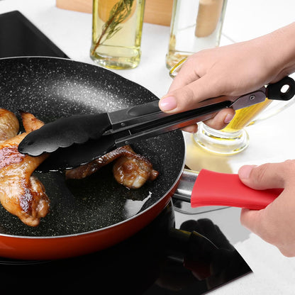 uxcell 2pcs Silicone Hot Handle Holders, Cast Iron Skillet Handle Covers Silicone Pan Handle Sleeve for Frying Pans Griddles Cookware Handles, Orange
