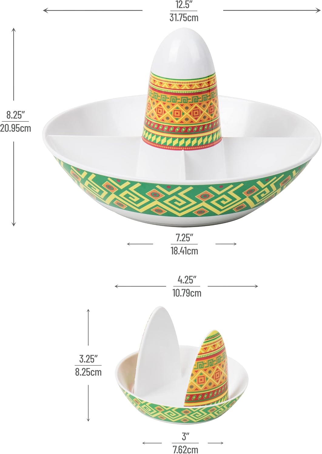 Mind Reader Taco Holders and Divided Serving Carousel Set, Taco Tuesday, Melamine, 12.5"Lx 12.5"W x 8.25"H, 5 pcs, White