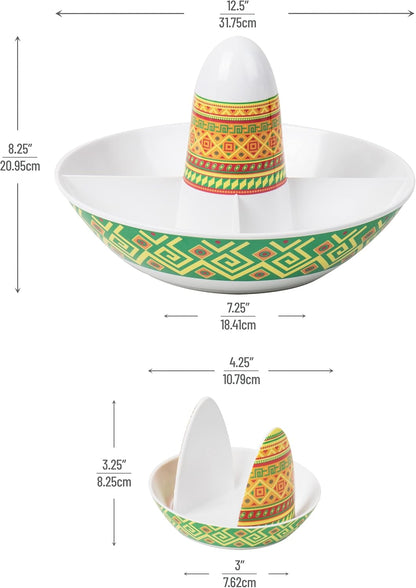 Mind Reader Taco Holders and Divided Serving Carousel Set, Taco Tuesday, Melamine, 12.5"Lx 12.5"W x 8.25"H, 5 pcs, White
