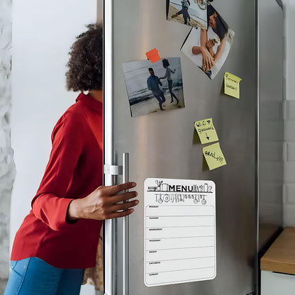 Menu White Board Weekly Planner, Magnetic, A4 | Meal Planner Shopping List, To Do List, For Refrigerator, Reusable Dry Wipe Calendar, Ideal For Notes