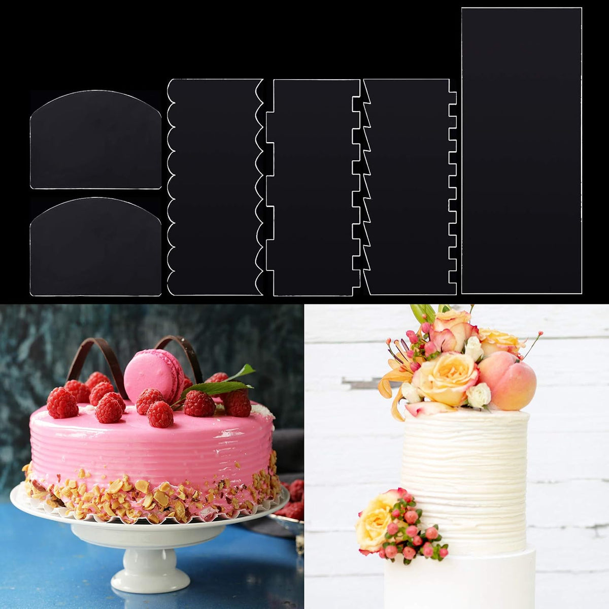 Patelai 6 Pcs Clear Acrylic Cake Scraper Set for Buttercream Decorating