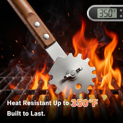 Grill Scraper with Adjustable Blade, 13 Notches Universal Bristle Free Grill Brush for Hot & Cold Grill Grates, Heavy Duty Stainless Steel Grill Cleaning Tool for Gas Charcoal Electric Grills